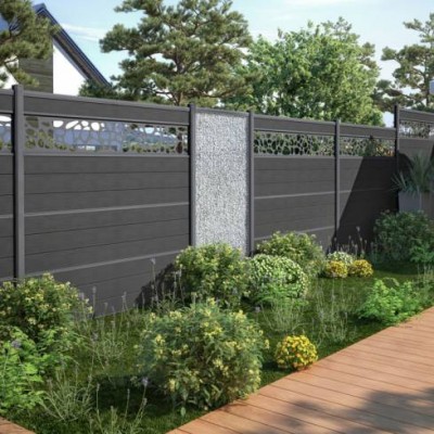 Home Garden Exterior Uv Resistant And Waterproof Aluminium Fencing Post Frame Wood Plastic Composite Wpc Fence Panels